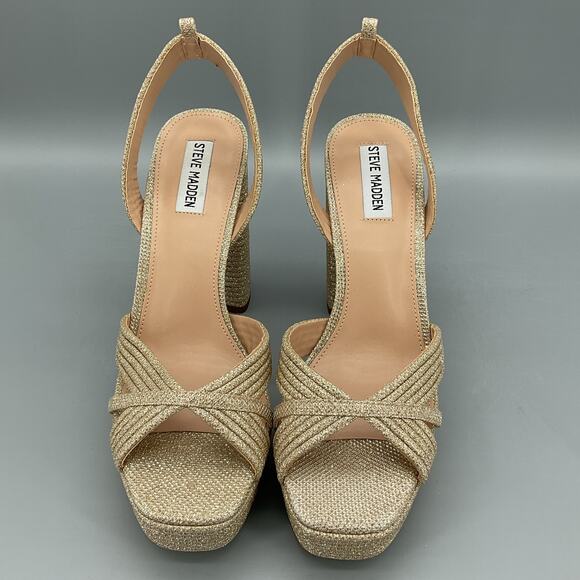 NEW Steve Madden Women’s Laurel Platform Sandals Gold Size 10 - Picture 3 of 10
